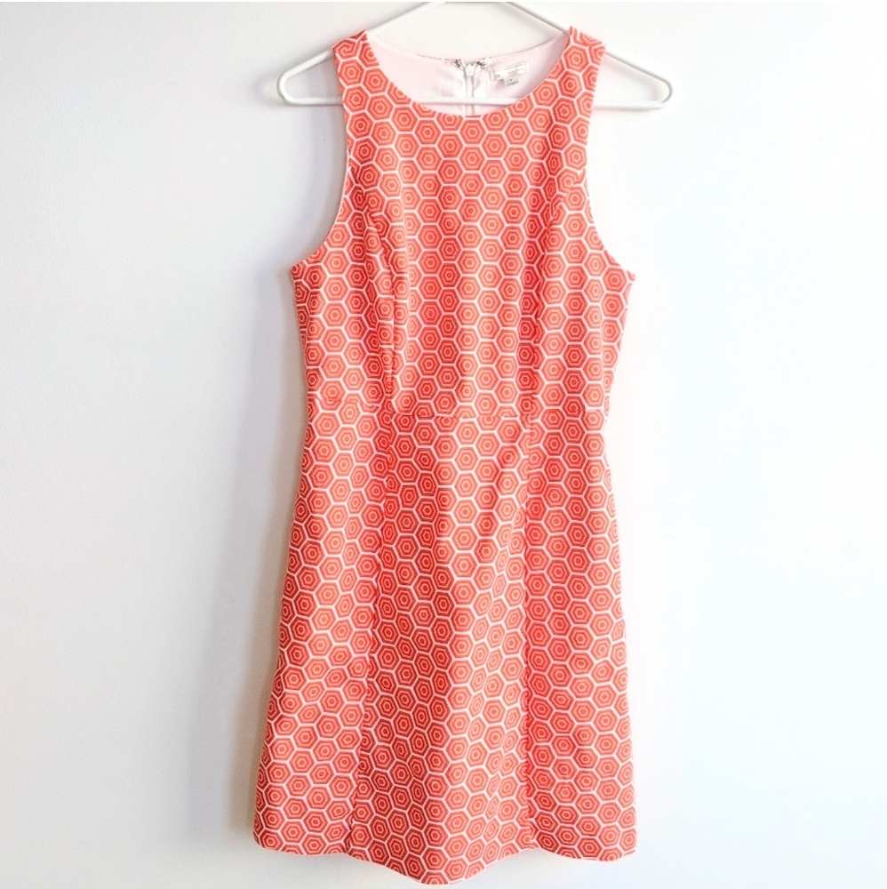 GAP orange and white geometric sleeveless dress 4
